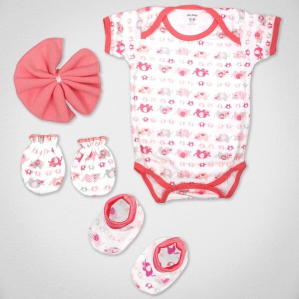 1st Step Baby Gift Set Pack of 4 (Bodysuit, Wash Cloth, A Pair of Booties, A Pair of Mittons) - Fast Shipping to USA & Canada