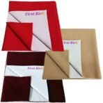 First Kick Waterproof Baby Bed Protector/Mattress Cotton Dry Sheet (70cm X 50 cm) for Born Baby/Kids- (Coffee,Beige,Red) - Small, Pack of 3 - Fast Shipping to USA & Canada