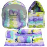 Infantbond Baby Bed with Net & Bedding Set (Purple Star) ? Fast Shipping to USA & Canada