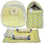 Infantbond Baby Bed with Net & Bedding Set (Sheep Yellow) ? Fast Shipping to USA & Canada