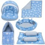 Infantbond Newborn Bedding with Mosquito Net & Blanket (Blue Cloud) ? Fast Shipping to USA & Canada
