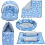 Infantbond Newborn Bedding with Mosquito Net & Blanket (Blue Cloud) ? Fast Shipping to USA & Canada