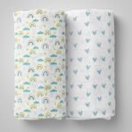 1ST STEP Muslin Swaddle 60cm*75cm (Pack of 2) Rainbow, Hearts - Fast Shipping to USA & Canada