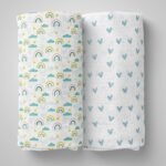 1ST STEP Muslin Swaddle 60cm*75cm (Pack of 2) Rainbow, Hearts - Fast Shipping to USA & Canada