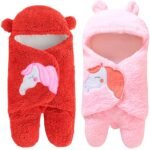 First Kick Baby Blankets New Born Combo Gift Pack of Wearable Flannel 0-6 Months Hooded Swaddle Wrapper Blanket, Red & Pink - Fast Shipping to USA & Canada
