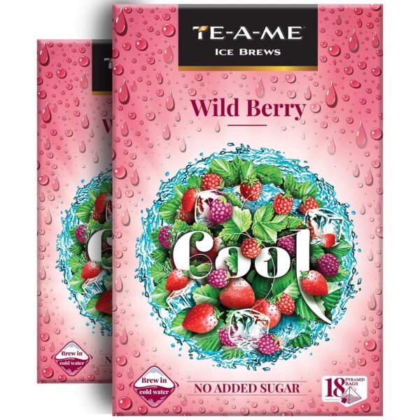 TE-A-ME Wild Berry Ice Tea, 18 Pyramid Bags (Pack of 2) | Ice Tea Sugar Free | 36 Pyramid Teabags | Diwali Gift - Fast Shipping to USA & Canada