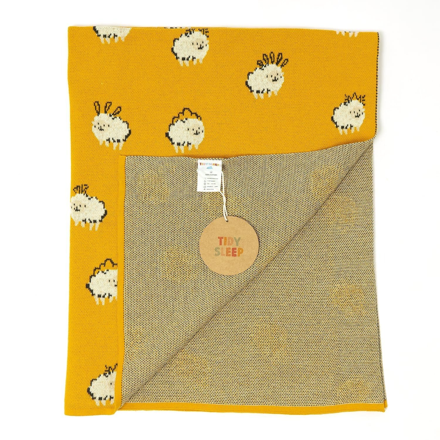 91cdl0-dcgL-1.jpg TIDY SLEEP 100% Cotton Knitted Blanket for New Born Baby, Soft and Breathable Quilt Wrapper for New Born Boy & Girl | Size 100 cm x 80 cm, 0 to 18 Month (Sheep) - Fast Shipping to USA & Canada - Image 1