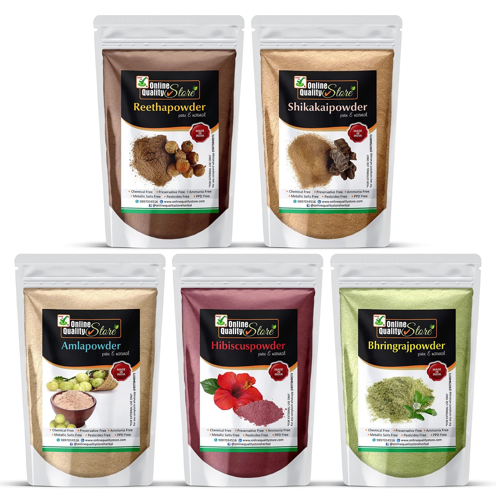 91qYuRtT3oL-1.jpg Online Quality Store Amla Reetha Shikakai Bhringraj Hibiscus Hair Mask Combo (1400g) - Fast Shipping to USA & Canada - Image 1