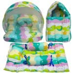 Infantbond Combo Baby Bed with Net & Bedding (Pista Green Star) ? Fast Shipping to USA & Canada