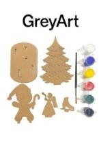 GreyArt DIY Christmas Wooden Painting Kit for Kids | MDF 3D Christmas Tree Craft Set with Gingerbread Man & Angel Cutouts | Includes Paints & Brush | Easy to Assemble Holiday Activity Kit for Boys & Girls - Fast Shipping to USA & Canada - Image 3