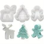 3pcs Christmas Candle Moulds Xmas Tree Reindeer Gingerbread Man Shape Silicone Molds for Xmas Candle Making Wax Melts Aromatherapy Car Freshie Soap Resin Casting Christmas Candle Molds - Fast Shipping to USA & Canada - Image 2
