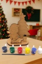 GreyArt DIY Christmas Wooden Painting Set for Kids ? Penguin & Christmas Tree MDF Craft Kit with Paints & Brush | Fun Holiday Art & Craft Activity - Fast Shipping to USA & Canada - Image 2