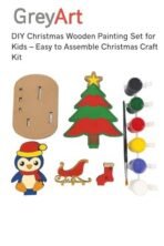 GreyArt DIY Christmas Wooden Painting Set for Kids ? Penguin & Christmas Tree MDF Craft Kit with Paints & Brush | Fun Holiday Art & Craft Activity - Fast Shipping to USA & Canada - Image 3