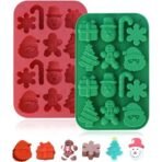 14-Cavities Christmas Chocolate Mould, Candy Baking, 3D Snowflake Cane Snowman Xmas Tree Gingerbread Man Santa Claus Gift Box Shape Mold for DIY Handmade Soap Candles Jelly Fondant, Gummy - Fast Shipping to USA & Canada - Image 2
