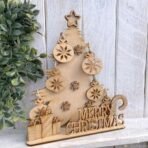 Curious Button Blank Craft Kit ? Laser Cut Wooden MDF Christmas Tree Decoration, Flat Packed DIY Tree with Ornaments & Stand, 23cm x 19cm | Christmas Tree Decoration Items - Fast Shipping to USA & Canada - Image 3