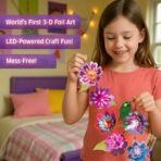 Chalk and Chuckles Flower Lights- DIY 3D Foil Art and Craft Kit for Girls 9-12, Make LED String with 10 Bulbs, Mess Free Christmas Activity & Creative Room Decor, Birthday Gift for Kids Age 8+ - Fast Shipping to USA & Canada - Image 3