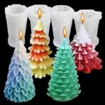 4PCS Christmas Tree Silicone Mold, 3D Candle Molds for Candle Making, Tree Shaped Silicone Epoxy Resin Mold, Ornament Mould for DIY Wax Candle Soap Art Craft Cake Chocolate Home Decor - Fast Shipping to USA & Canada - Image 2