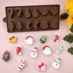 12 Cav Christmas Silicone Mould Santa Clause Christmas Tree Snowman Candy Cane Gift for Chocolate Candy Jellies, Candies, Ice Cubes, Wax Melts, Soaps, Candles (Pack of 1) - Fast Shipping to USA & Canada