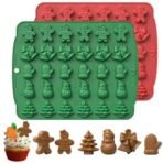 Baking Set Christmas Silicone Chocolate Mould, Holiday Shapes with Gingerbread Men 30 Cavity Christmas Gummy Molds, Snowmen, Bells, Trees, Pack of 1 (30 Cavity, 2, Pack) - Fast Shipping to USA & Canada - Image 2