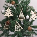 American Elm 18 Pcs Christmas Tree Unfinished Wooden Ornaments DIY Wooden Christmas Decoration with Holes MDF Christmas Ornaments Wooden Christmas Tree Hanging Decor Festive - Fast Shipping to USA & Canada - Image 3