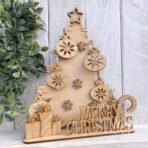 Curious Button Blank Craft Kit ? Laser Cut Wooden MDF Christmas Tree Decoration, Flat Packed DIY Tree with Ornaments & Stand, 23cm x 19cm | Christmas Tree Decoration Items - Fast Shipping to USA & Canada - Image 2