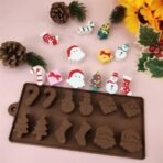 12 Cav Christmas Silicone Mould Santa Clause Christmas Tree Snowman Candy Cane Gift for Chocolate Candy Jellies, Candies, Ice Cubes, Wax Melts, Soaps, Candles (Pack of 1) - Fast Shipping to USA & Canada - Image 5