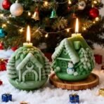 Christmas House Silicone Mould 3D Christmas House Candle Molds for Baking Chocolate Candy Xmas Cake Theme Decoration Cupcake Candle Wax Melts Aromatherapy Gypsum Cylinder Candle Molds - Fast Shipping to USA & Canada - Image 5