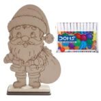 Wooden Santa Shape Cutout for Christmas DIY Craft Laser Engraved with Stand Ready to Paint Craft Kit for Kids & Adults Christmas Decoration & Art Activity - Fast Shipping to USA & Canada