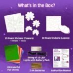 Chalk and Chuckles Flower Lights- DIY 3D Foil Art and Craft Kit for Girls 9-12, Make LED String with 10 Bulbs, Mess Free Christmas Activity & Creative Room Decor, Birthday Gift for Kids Age 8+ - Fast Shipping to USA & Canada - Image 4