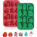 14-Cavities Christmas Chocolate Mould, Candy Baking, 3D Snowflake Cane Snowman Xmas Tree Gingerbread Man Santa Claus Gift Box Shape Mold for DIY Handmade Soap Candles Jelly Fondant, Gummy - Fast Shipping to USA & Canada
