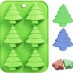 Skytail 6 Christmas Tree Silicone Candle Mould, Cake Baking Mold for Soap Muffin Cups Jello Chocolate Biscuit Baking Handmade Moulds DIY Mold 10" for Christmas Holiday - Fast Shipping to USA & Canada