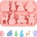 Silicone Mould, Snowman Christmas Tree Moulds, 3D Reindeer, Snowman,Tree, Mountain, Car,Reindeer, Santa Claus, House, Penguin, Shape Mold for DIY Handmade Soap Candles Jelly Fondant,Gummy - Fast Shipping to USA & Canada