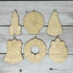 Curious Button Pack of 6 Wooden MDF Christmas Ornament Coloring Kit ? DIY Wooden Ornaments to Paint for Kids & Adults | 4 Inch Christmas Craft Kit | christmas decorations | christmas tree decoration items (Desgin-3) - Fast Shipping to USA & Canada