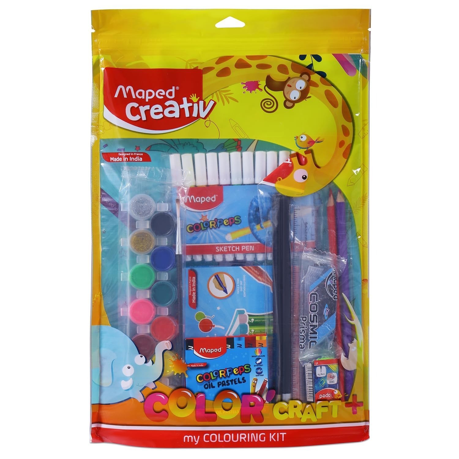 715i6XMvPKL-1.jpg MAPED Color Craft+ Kit for Colouring Activity|Multi Products Kit with Designer Zipper Pouch|Perfect for Birthday Gift| Stationery Set| Kit of 10 Products, 39units|Christmas Gift|My Colouring Kit - Fast Shipping to USA & Canada - Image 1