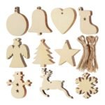 Christmas Wooden Hanging Ornaments Decoration Cutouts with Jute String | Xmas Tree, Star, Snowflake, Bell, Deer, Snowman Shapes for Home Decor & Craft Art (Classic Ornaments 30pic) - Fast Shipping to USA & Canada