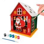 Webby Wooden Christmas House Paint Kit | DIY Christmas Hut Decoration | Arts and Crafts | Colour Painting | Santa Theme Craft Gift Set for Kids - Fast Shipping to USA & Canada