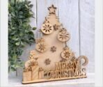 Curious Button Blank Craft Kit ? Laser Cut Wooden MDF Christmas Tree Decoration, Flat Packed DIY Tree with Ornaments & Stand, 23cm x 19cm | Christmas Tree Decoration Items - Fast Shipping to USA & Canada