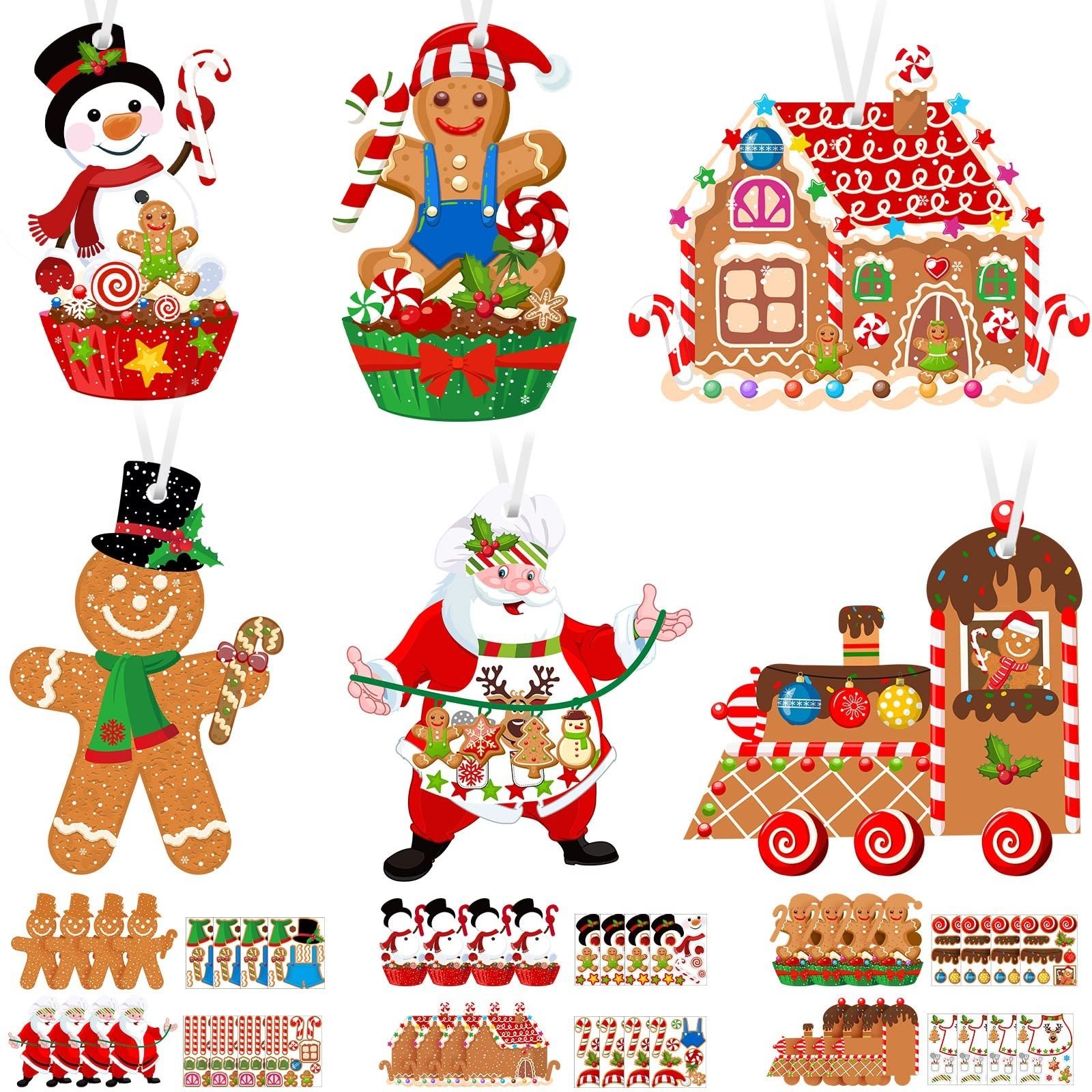 81ywAqcqNrL-1.jpg Civaner 24 Sets Christmas Craft Kit for Kids Gingerbread Ornaments Christmas Tree Decorations DIY Gingerbread House Crafts Kit Xmas Gift for Kids Classroom Activities Holiday Party Supplies - Fast Shipping to USA & Canada - Image 1