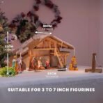 Natural Finish Wooden Large Size Christmas Crib Set Without Figurines | Size of 62x20x32 CM | Christmas Decor (CFCC01 2024 with spot Light) - Fast Shipping to USA & Canada - Image 3