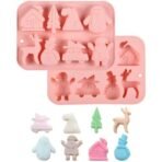 8 Slot Christmas Chocolate Mould, Candy Baking, 3D Reindeer, Snowman,Tree, Mountain, Car,Reindeer, Santa Claus, House, Penguin, Shape Mold for DIY Handmade Soap Candles Jelly Fondant,Gummy - Fast Shipping to USA & Canada - Image 2
