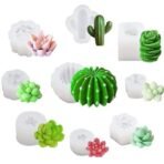YellowCult 9 Pack 3D Silicone Candle Mold Flower Cactus Plant Wax Moulds for Scented Candles Soaps Making, Clay, Resin Crafts Casting, Cake Dessert Mousse Aroma Art Crafts Supplies Home Decoration - Fast Shipping to USA & Canada - Image 2