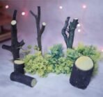 Snow Christmas Crib | Pink Wooden Christmas Crib | 50X30X30CM | with Trees and Grasses - Fast Shipping to USA & Canada - Image 3