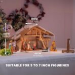 Natural Finish Wooden Large Size Christmas Crib Set Without Figurines | Size of 62x20x32 CM | Christmas Home Decor - Fast Shipping to USA & Canada - Image 7