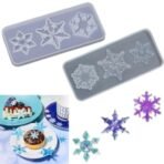 1 Pcs 3 Cavity Christmas Snowflake Resin Molds, 3 Different Shapes Christmas Ornaments Resin Molds, Xmas Silicone Molds for Epoxy Resin Casting Jewelry Keychain Christmas Tree Pendant Decor SLH 974 (PACK OF 1) - Fast Shipping to USA & Canada - Image 2