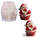 Christmas Santa Claus Cupcake Shape Silicone Candle Mould, Cake Cupcake Jelly Pudding Topper, Scented or Unscented Aromatherapy Candle Mould, Soy Wax Candle, DIY Craft Projects SLH 927165 (PACK OF 1) - Fast Shipping to USA & Canada - Image 2