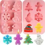 HUSAINIAMRT | 6 Cavity Christmas Silicone Mould Snowflake Snowman Hat Gingerbread Man Tree for Chocolate Candy Xmas Cakes Cupcake Muffin Jelly Candle Melts Handmade Soap Making - Fast Shipping to USA & Canada - Image 2