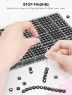 GERQSHO Bracelet Making Kit for Girls Age 6?12 ? DIY Beads Jewellery Kit with 500+ Colorful Beads, Strings & Accessories | Kids Craft Toy Gift Set for Birthday & Christmas (Black Beads) - Fast Shipping to USA & Canada - Image 2