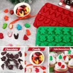 Christmas Chocolate Molds Silicone Gummy Molds Christmas Sock Bell Gingerbread Snowman Glove Cane Candy Molds 2 Pcs 30 Cavity Chocolate Mold for Baking Pastry Gummies Cake Decorating - Fast Shipping to USA & Canada - Image 4
