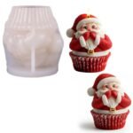 Christmas Santa Claus Cupcake Shape Silicone Candle Mould, Cake Cupcake Jelly Pudding Topper, Scented or Unscented Aromatherapy Candle Mould, Soy Wax Candle, DIY Craft Projects SLH 927165 (PACK OF 1) - Fast Shipping to USA & Canada