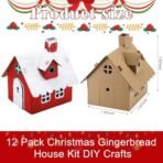 Shappy 12 Pack Christmas Gingerbread House Kit DIY Christmas Crafts 3D Cardboard Gingerbread House Indoor Fun Activities for Home Classroom Holiday Party Decorations - Fast Shipping to USA & Canada - Image 3